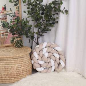 Cot Bumper - Braided 3 Strand - Beige, White and Beige