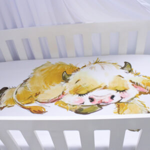 Cot Fitted Sheet - Cute Fluffy Cow Sleeping Set – Neutral