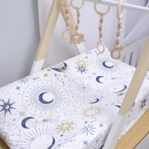 Neutral-toned changing mat cover with Beige motif—soft stretchy fabric for stylish and comfy diaper changes.