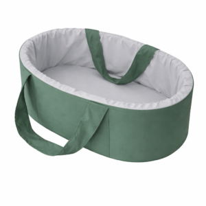 Newborn fabric carry cot with wooden base and waterproof lining. Portable baby bassinet South Africa