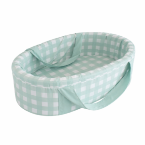 Newborn fabric carry cot with wooden base and waterproof lining. Portable baby bassinet South Africa