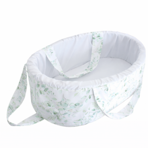 Newborn fabric carry cot with wooden base and waterproof lining. Portable baby bassinet South Africa