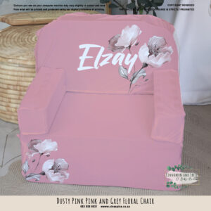 A Kids Sofa Foam Chair – Dusty Pink Pink and Grey Floral Chair