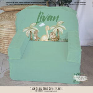 A Kids Sofa Foam Chair – Sage Green Dino Adventure