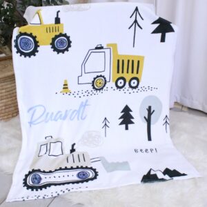 Personalised Fleece Blanket - Simple Construction Cargo Navy Set