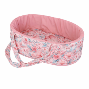 Newborn fabric carry cot with wooden base and waterproof lining. Portable baby bassinet South Africa