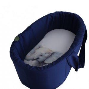 Newborn fabric carry cot with wooden base and waterproof lining. Portable baby bassinet South Africa