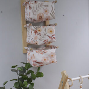 Modern Nappy or Toy Stacker with Wooden Frame - Watercolour Flower