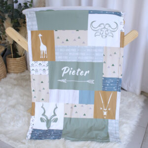 Personalised Fleece Blanket - African Patchwork Buffalo