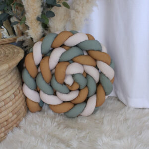 Cot Bumper - Braided 3 Strand - Olive Green, Beige and Rust (African Patchwork Buffalo Set)