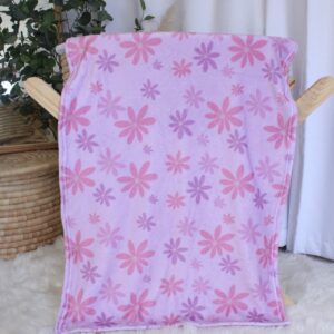 Personalised Fleece Blanket - Pastel Daisy Pink and Purple