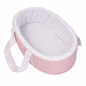 Newborn fabric carry cot with wooden base and waterproof lining. Portable baby bassinet South Africa