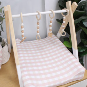 Plain Pink and Beige Checkered | Baby Changing Mat Cover