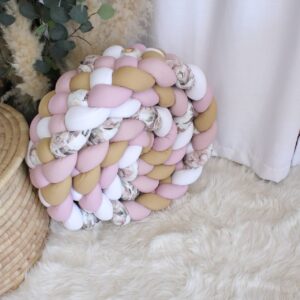 Cot Bumper - Braided 5 Strand - Soft Pink Mustard Flower Set