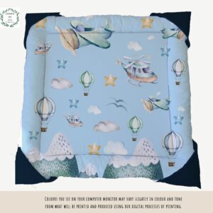 Playmat - Airplane - Flying in the Mountains Light Blue Airplane Air Balloon
