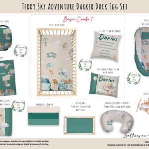Cot Duvet Bedding - Bear - Teddy Sky Adventure Darker Duck Egg Set