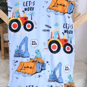 Personalised Fleece Blanket - Construction Dinosaur Dino
