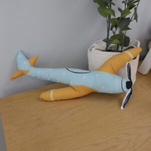 Shaped Pillow - Hand Drawn Planes And Air Balloons Mustard Set