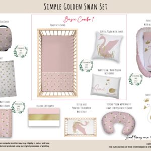 Cot Duvet Bedding - Swan - Simple Golden Swan Set