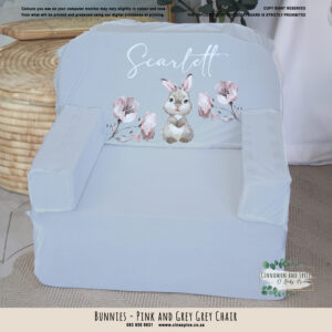 A Kids Sofa Foam Chair – Bunnies - Pink and Grey Grey Chair