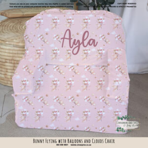 A Kids Sofa Foam Chair – Bunny Flying with Balloons and Clouds Chair