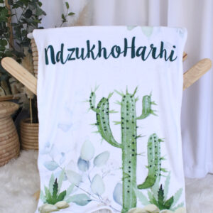 Personalised Fleece Blanket - Pennygum Cactus Sage Green