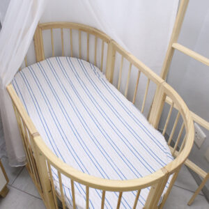 Cot Fitted Sheet - Blue Lines Pattern