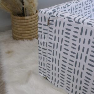 Dashes Striped Pattern | Travel Bed | Grey and White