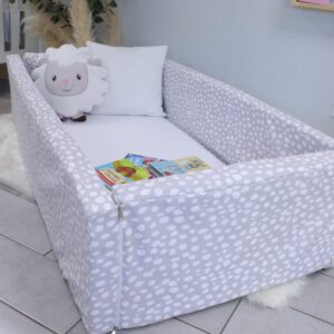 FULL Dotted Pattern | Travel Bed | Grey and White