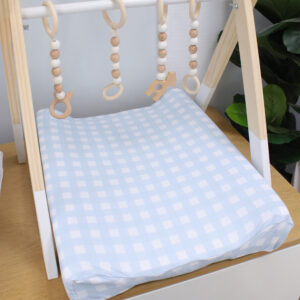 Changing Mat Cover - Light Baby Blue Check