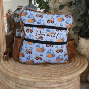 Nappy Bag / Backpack - Construction Dinosaur Dino