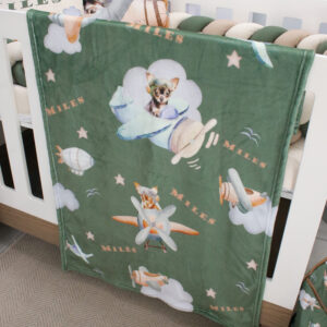 Personalised Fleece Blanket - Plane Sky Adventure Chihuahua Set Airplanes