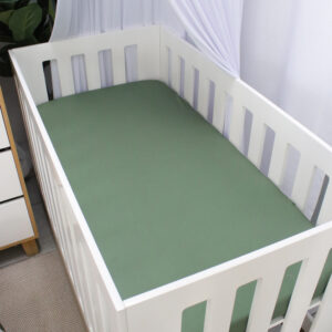 Cot Fitted Sheet - A Plain Olive Green (Plane Sky Adventure Chihuahua Set Green)