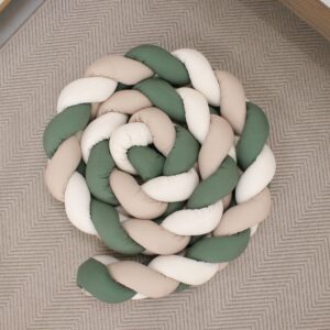 Cot Bumper - Braided 3 Strand - Green, Dark Beige and Lighter Beige