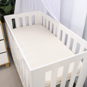 Cot Fitted Sheet - A Plain Light Beige (Plane Sky Adventure Chihuahua Set Beige)