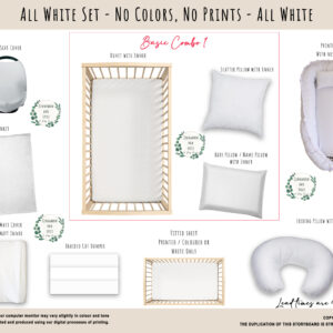 Cot Duvet Bedding - Plain - All White Set - No Colors, No Prints - All White