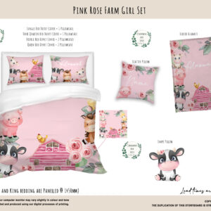 Kids Duvet Set - Pink Rose Farm Girl