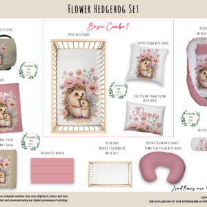 Cot Duvet Bedding - Floral - Flower Hedgehog Set