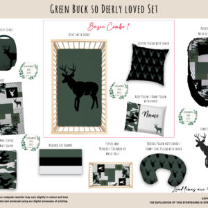 Cot Duvet Bedding - Buck - Green Buck So Deerly Loved Set