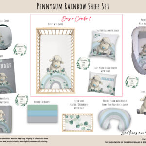 Cot Duvet Bedding - Sheep - Pennygum Rainbow Sheep Set