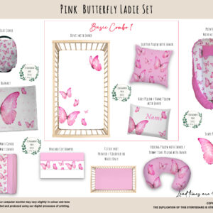 Cot Duvet Bedding - Butterfly - Pink Butterfly Ladie Set