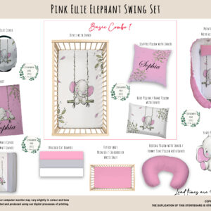 Cot Duvet Bedding - Ellie Elephant - Pink Ellie Elephant Swing Set