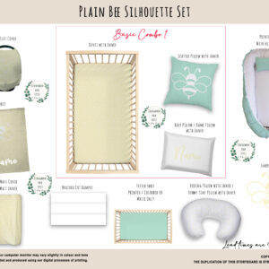 Cot Duvet Bedding - Bee - Plain Bee Silhoutte Set