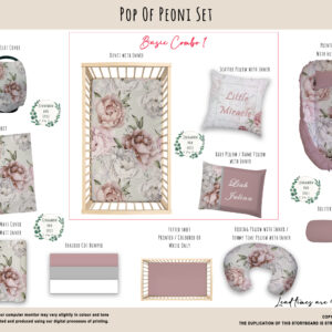 Cot Duvet Bedding - Floral - Pop of Peoni Set