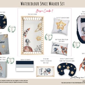 Cot Duvet Bedding - Space - Watercolour Space Walker Set