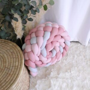 Cot Bumper - Braided 5 Strand - Light Pink, Dusty Pink and Grey