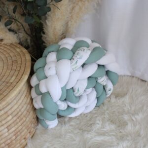 Cot Bumper - Braided 5 Strand - Simple Clean Baby Highland Cow Pennygum/Eucalyptus Set