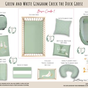 Cot Duvet Bedding - Duck Goose - Green and White Gingham Check the Duck Goose