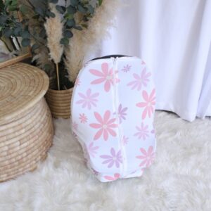 Car Seat Cover – Daisy Pink And Purple Pastel | Cinnamon & Spice South Africa Zip-Up Baby Car Seat Cover – Ultimate Protection & Convenience for On-the-Go Parents. Handcrafted in South Africa. Universal Fit: Designed to fit most baby car seats securely and snugly. Cinnamon and Spice Baby Boutique. Baby Nursery. Baby room. Car Seat Cover. Baby Shower Gift