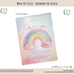 Personalised Fleece Blanket - Pastel Rainbow on Clouds